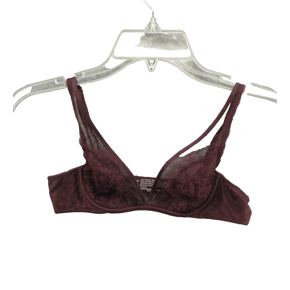 Soma Bra 32A Breathtaking Unlined Plunge Purple Sheer Hook & Eye Adjustable New